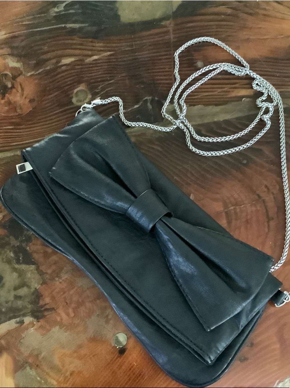 Purse Crossbody Black Bow-Accent